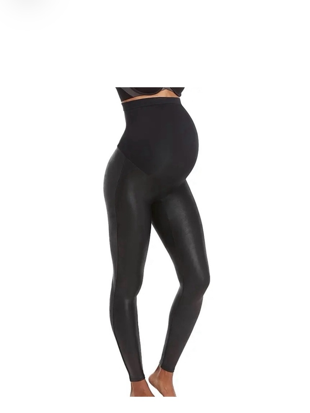 SPANX Maternity High-Waist Faux-Leather Leggings in Black